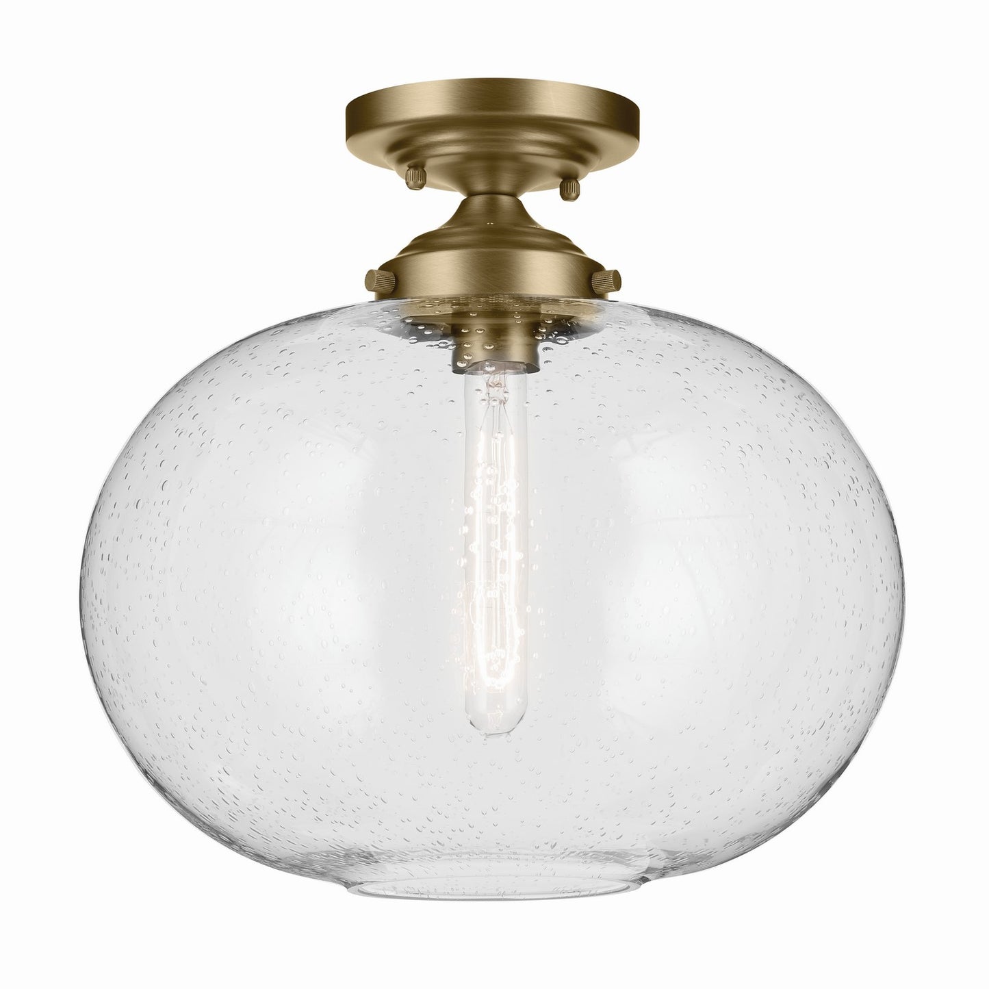 Avery One Light Semi Flush Mount in Natural Brass