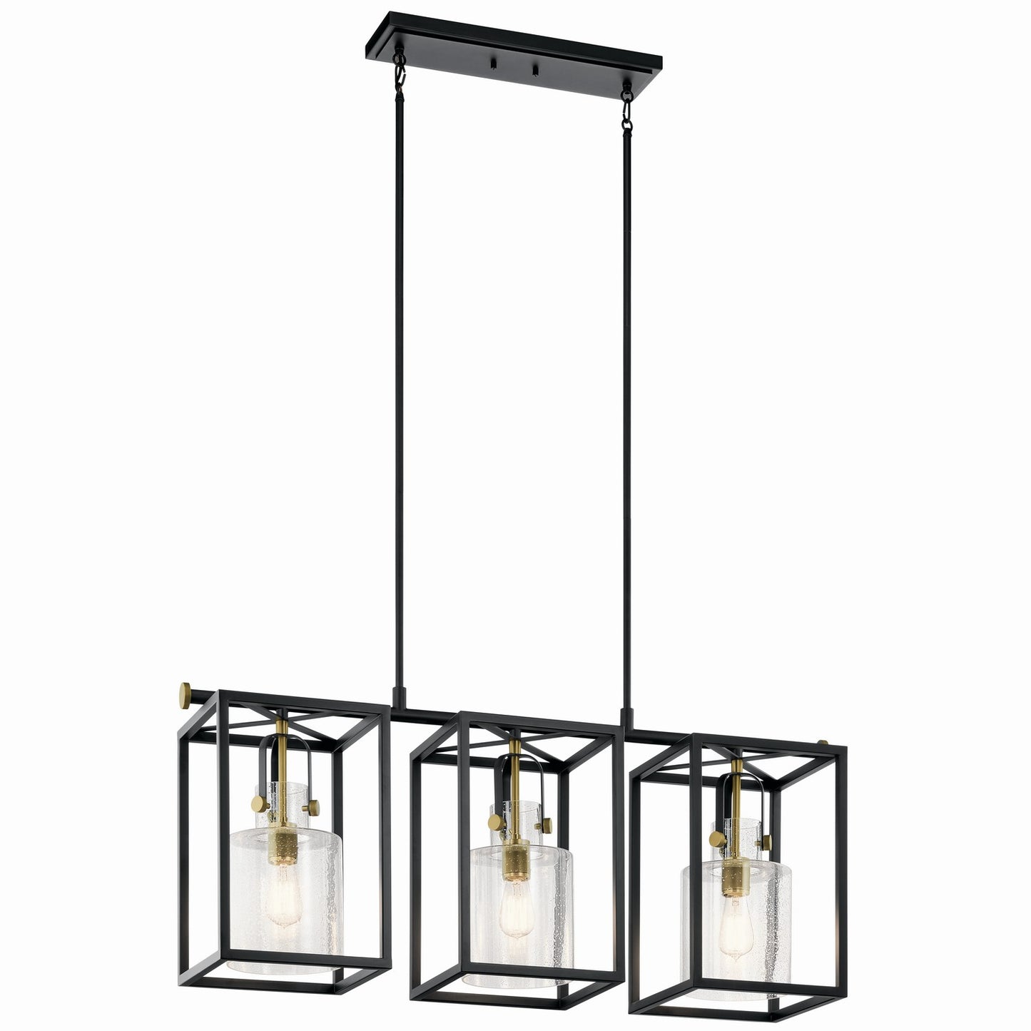 Kitner Three Light Linear Chandelier in Natural Brass