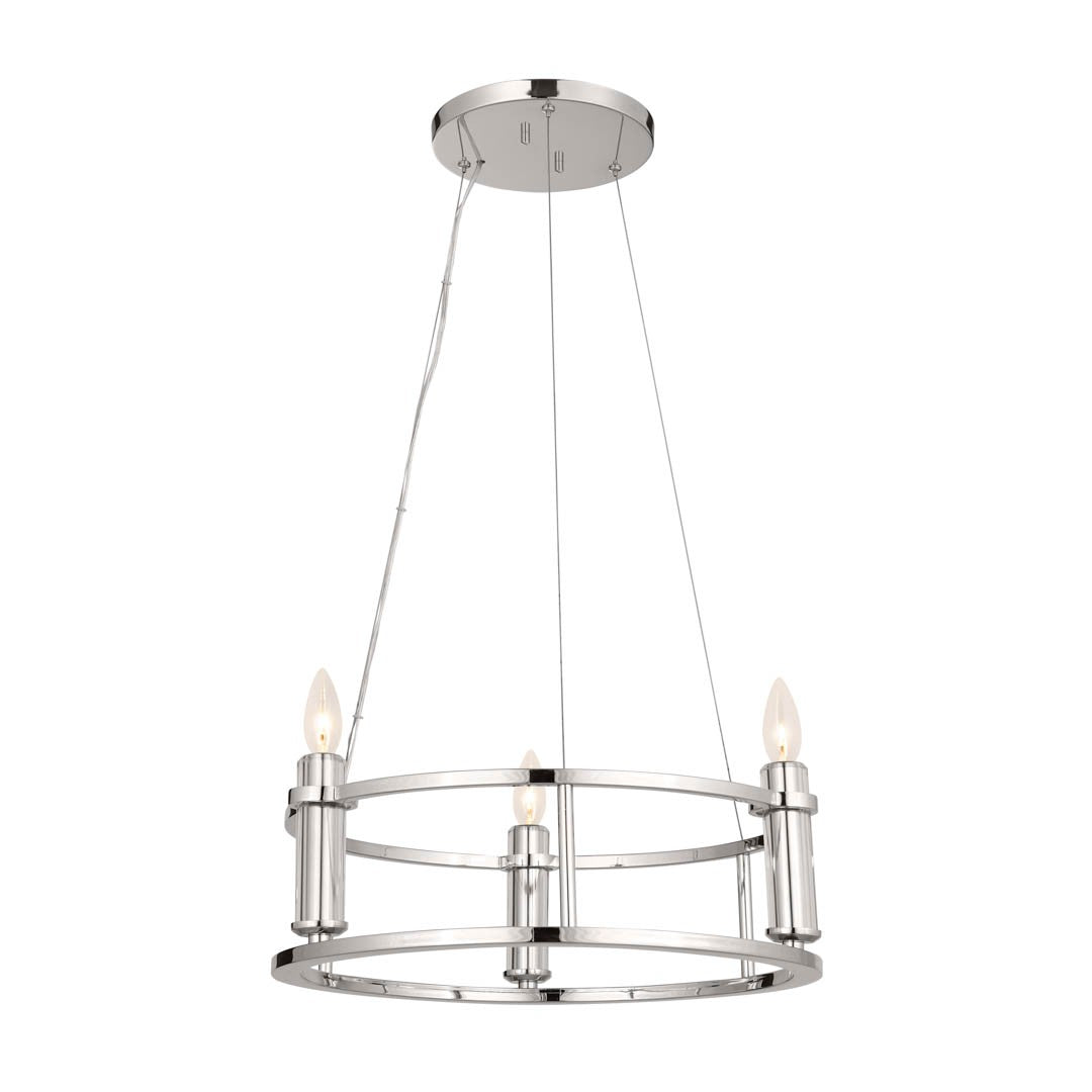 Rosalind Three Light Mini Chandelier in Polished Nickel