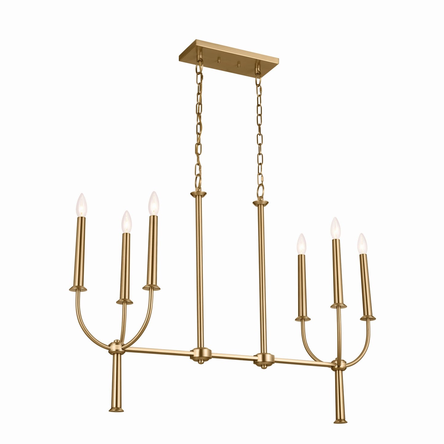 Florence Six Light Linear Chandelier in Brushed Natural Brass