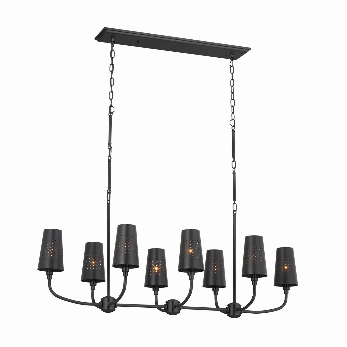 Adeena Eight Light Linear Chandelier in Black