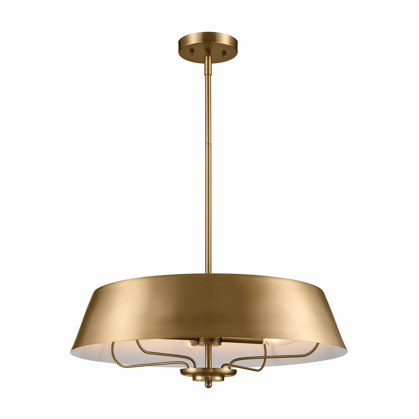 Luella Four Light Pendant/Semi Flush in Brushed Natural Brass