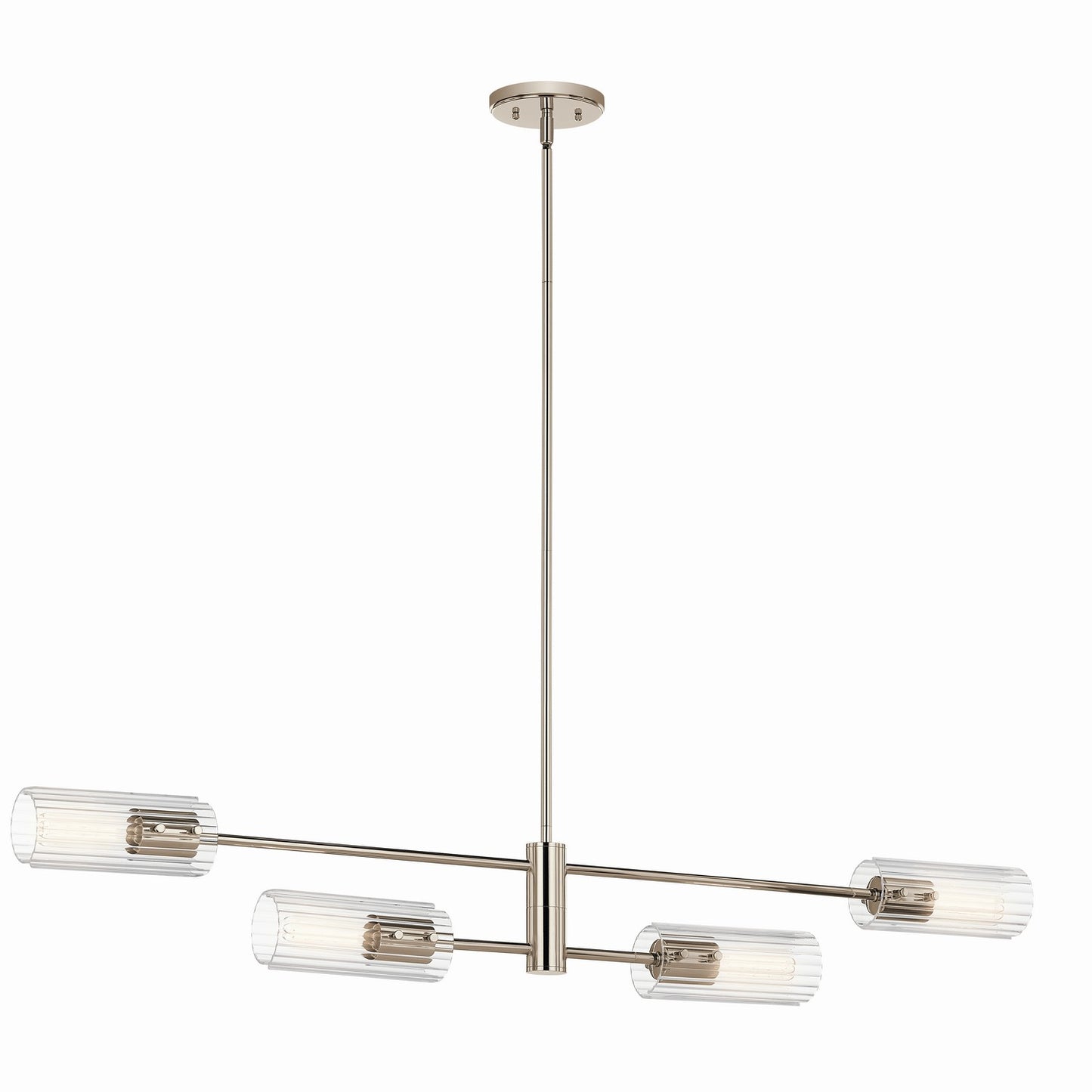 Velestino Four Light Linear Chandelier in Polished Nickel