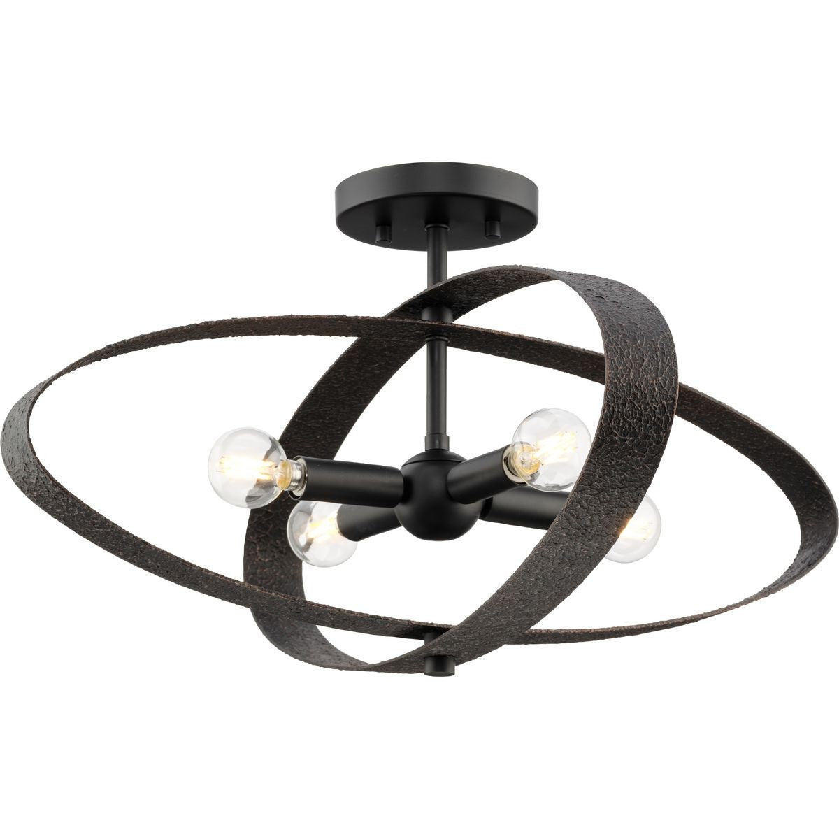 Allegheny Four Light Semi-Flush Mount in Matte Black