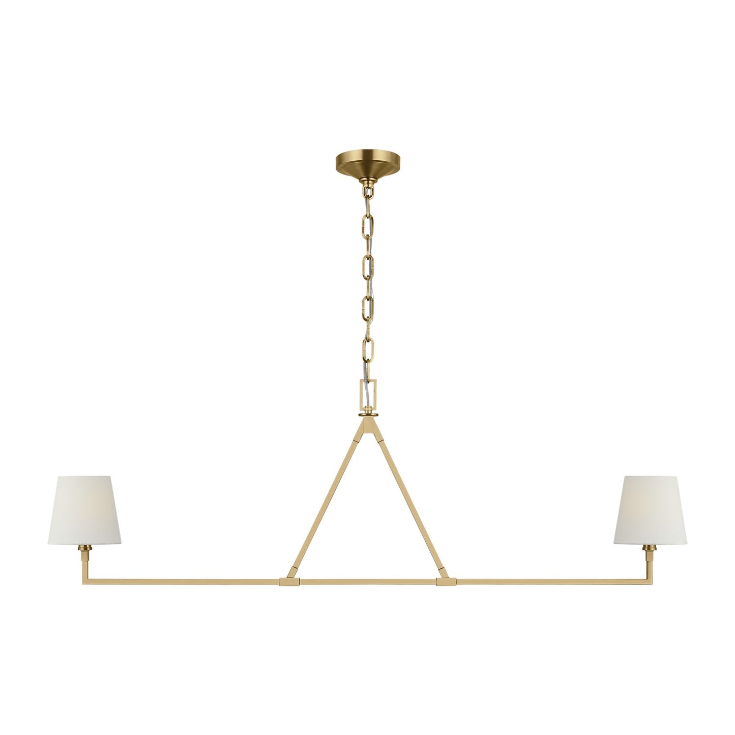 Perth Two Light Linear Chandelier in Burnished Brass
