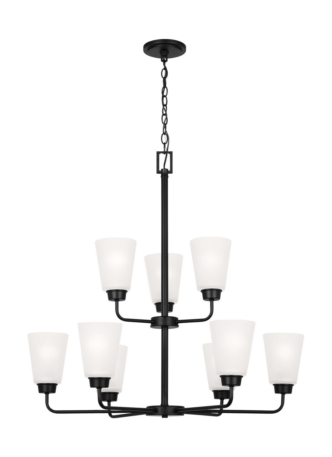 Kerrville Nine Light Chandelier in Midnight Black