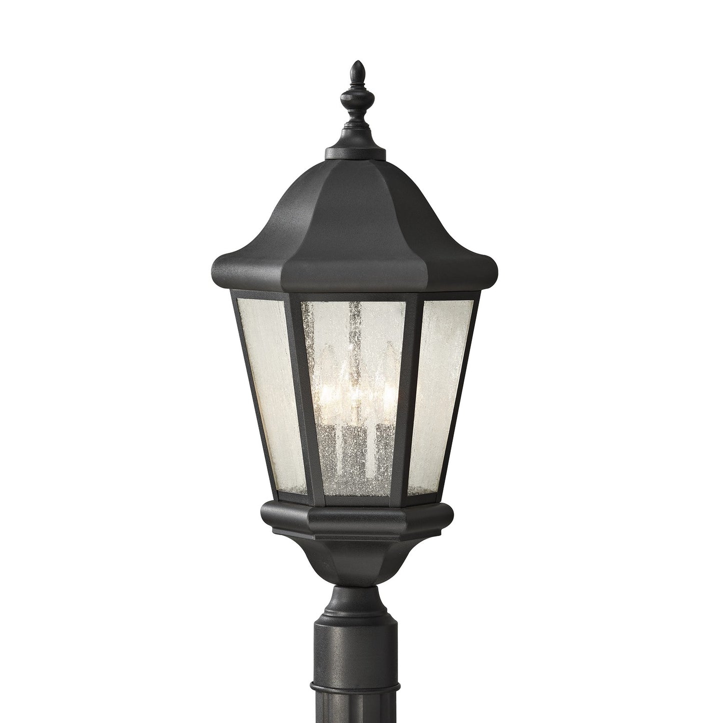 Martinsville Three Light Outdoor Post Lantern in Black