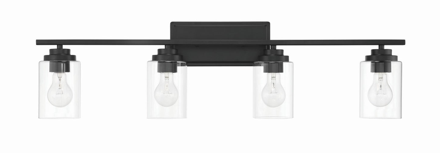 Clark Four Light Vanity in Flat Black