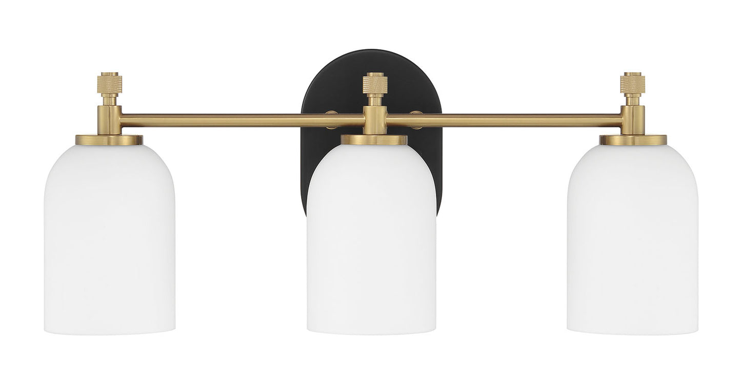 Craftmade - 60303-FBSB - Three Light Vanity - Council - Flat Black/Satin Brass