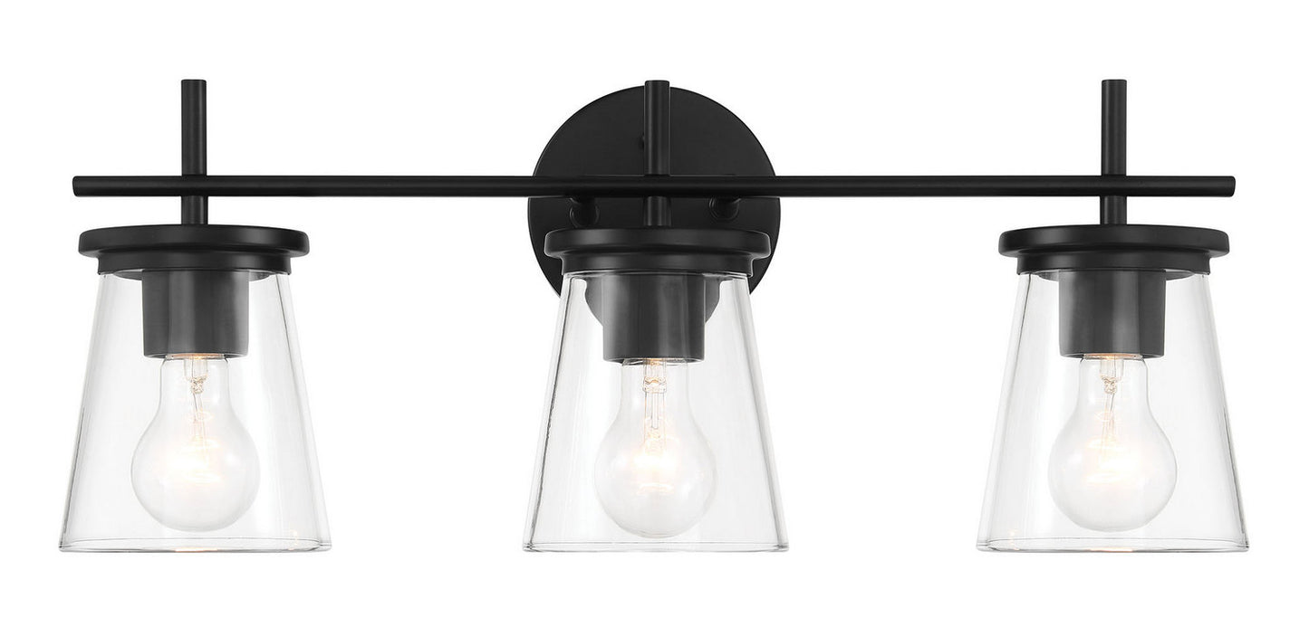 Connell Three Light Vanity in Flat Black
