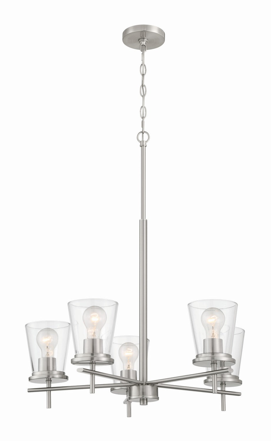 Connell Five Light Chandelier in Brushed Polished Nickel