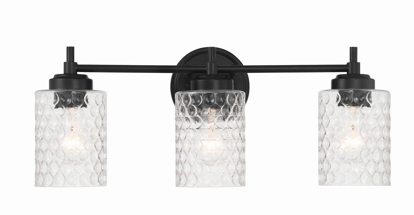Claire Three Light Vanity in Flat Black