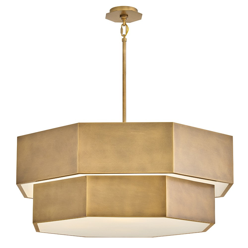Facet LED Chandelier in Heritage Brass