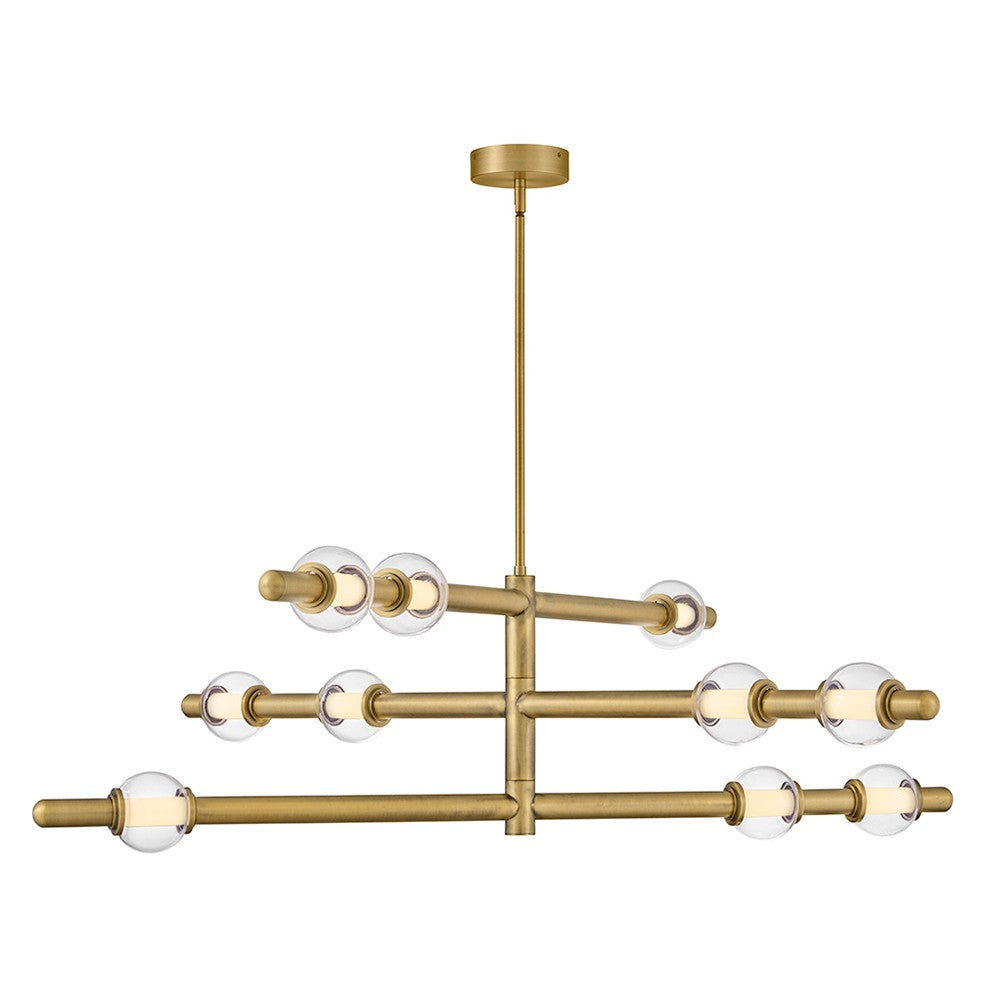 Saxon LED Chandelier in Lacquered Brass