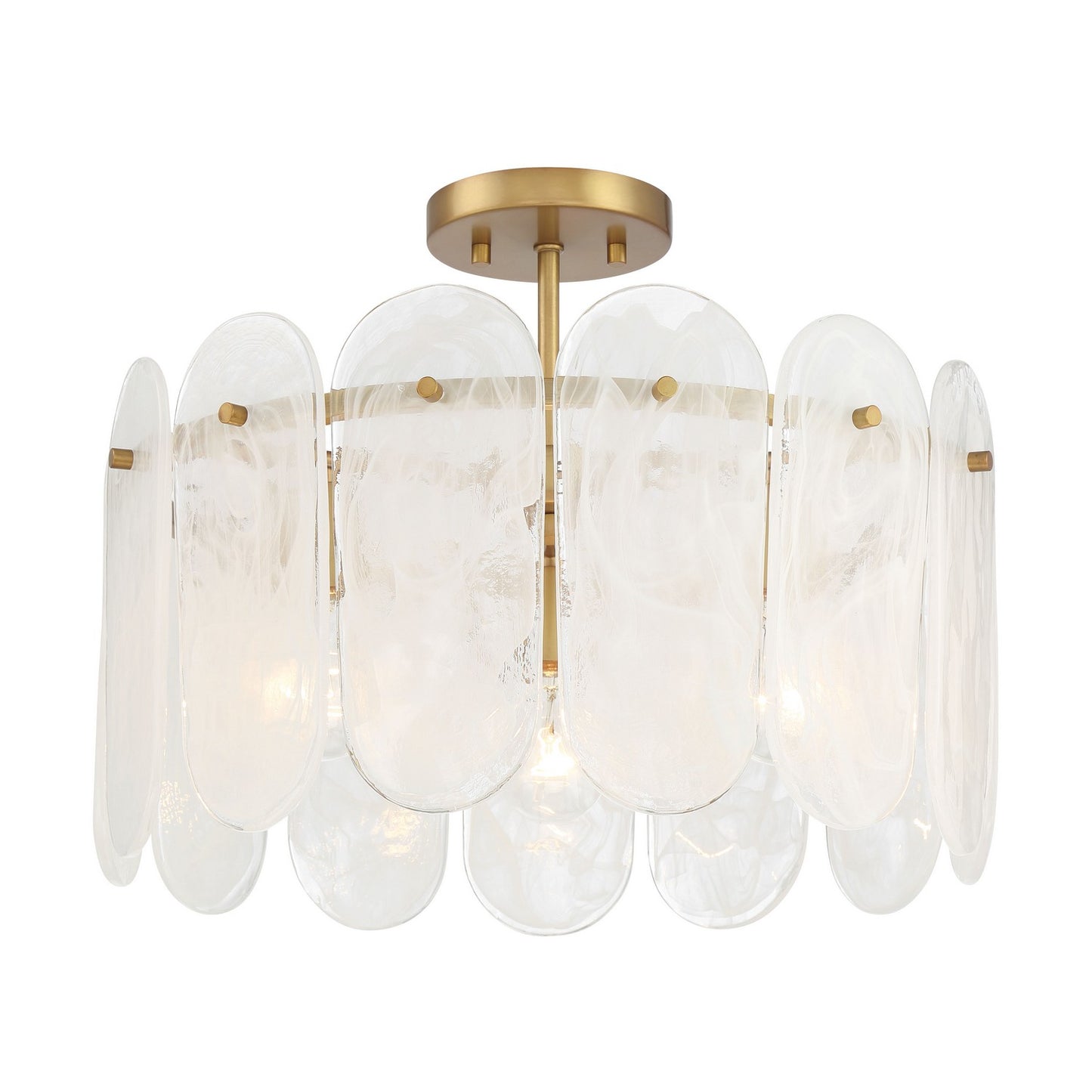 Oldmill Three Light Semi Flush Mount in Legacy Brass