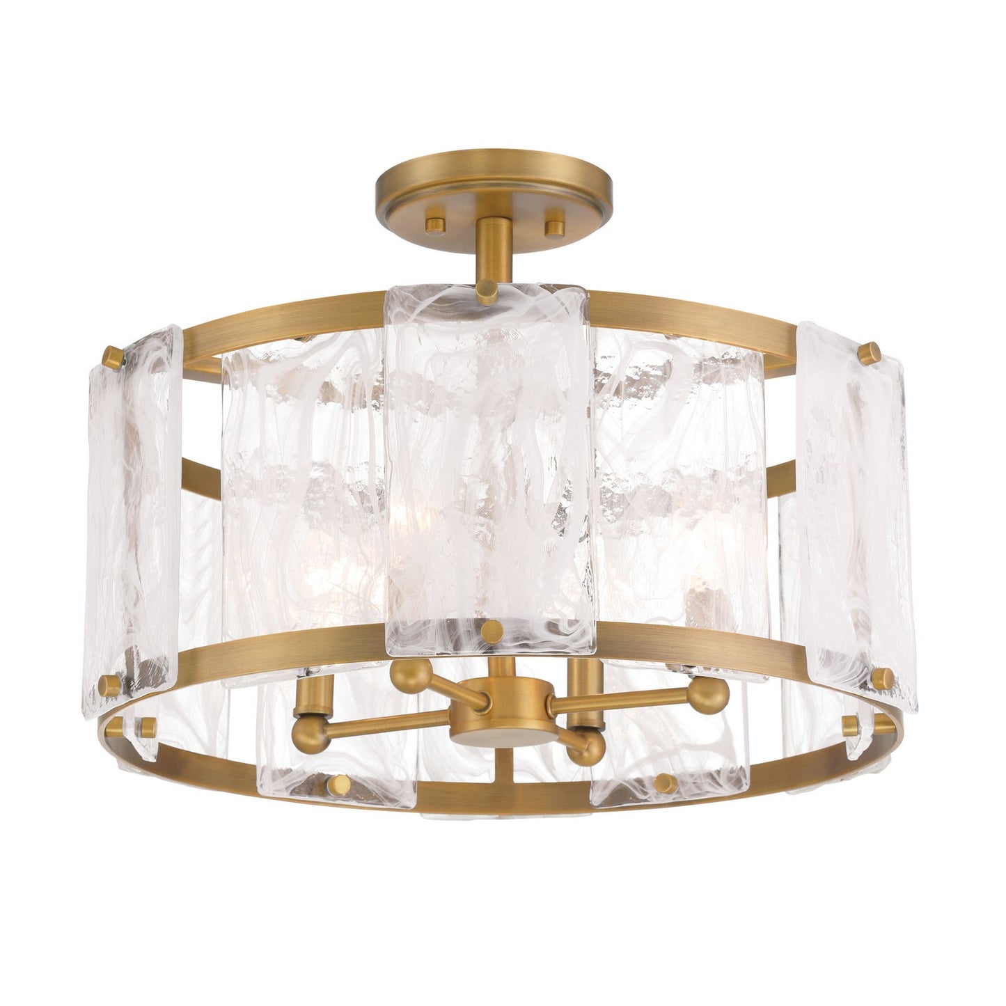 Veil Four Light Semi Flush Mount in Legacy Brass