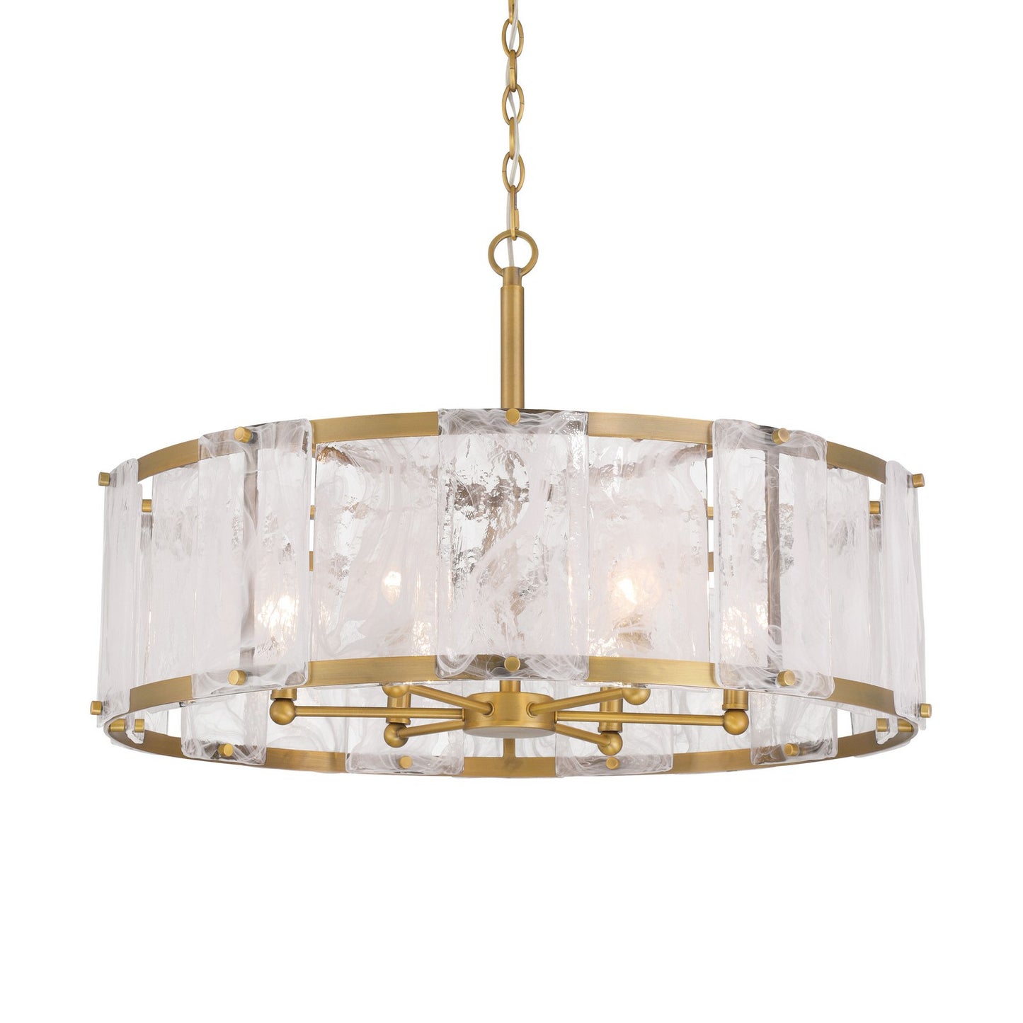 Veil Six Light Pendant in Legacy Brass
