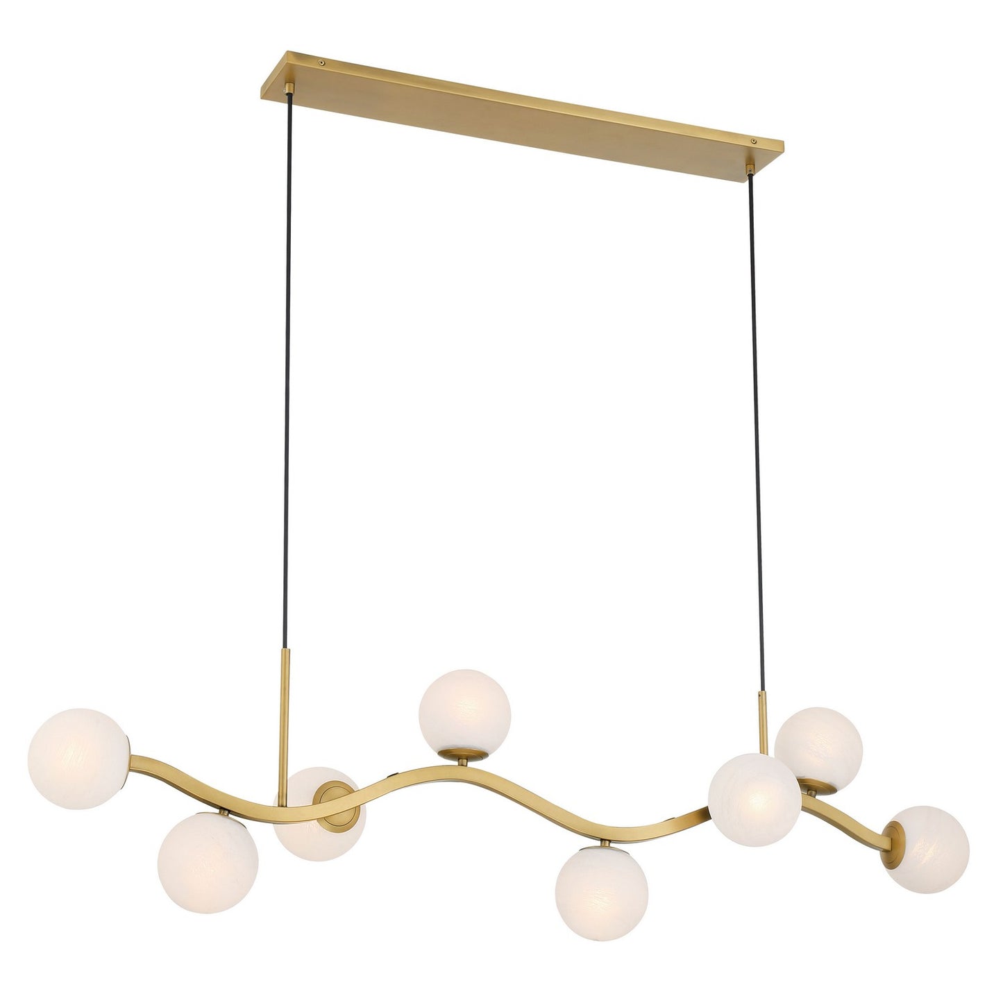 Curven Eight Light Island Pendant in Legacy Brass