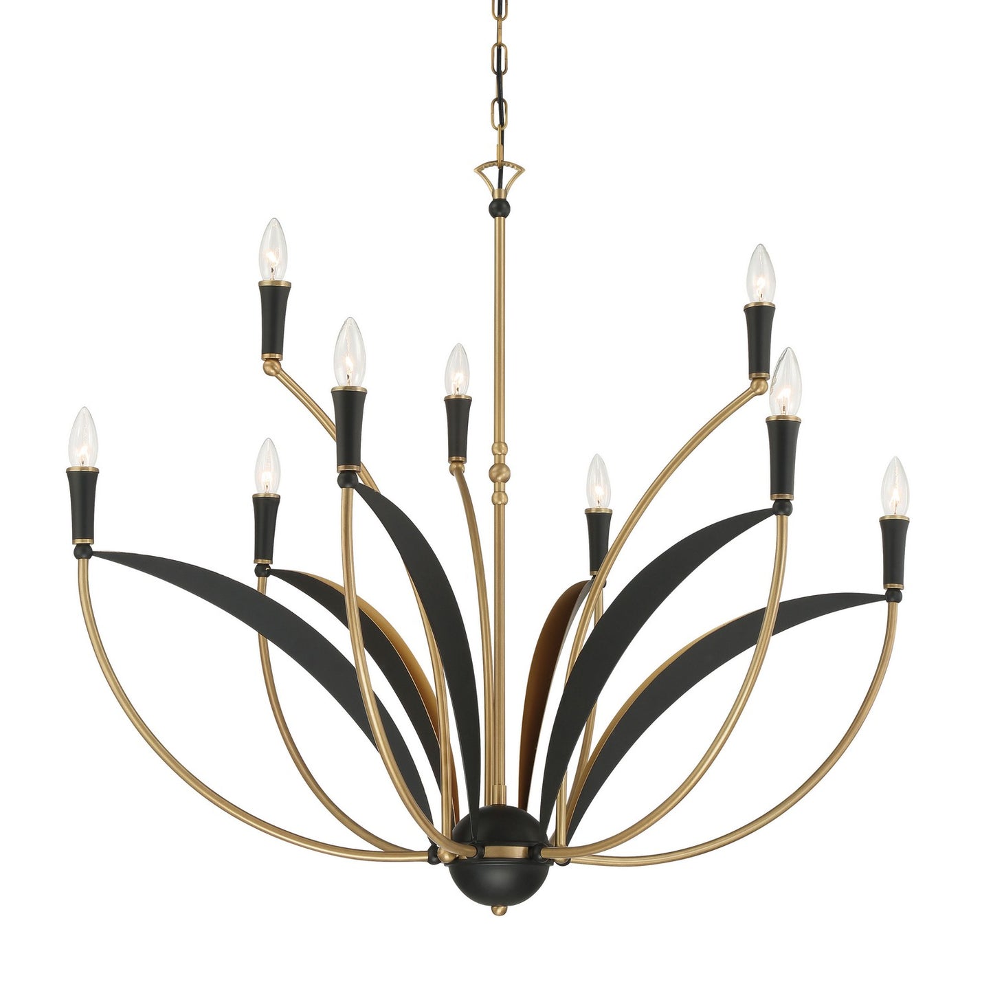 Miller Nine Light Chandelier in Legacy Brass