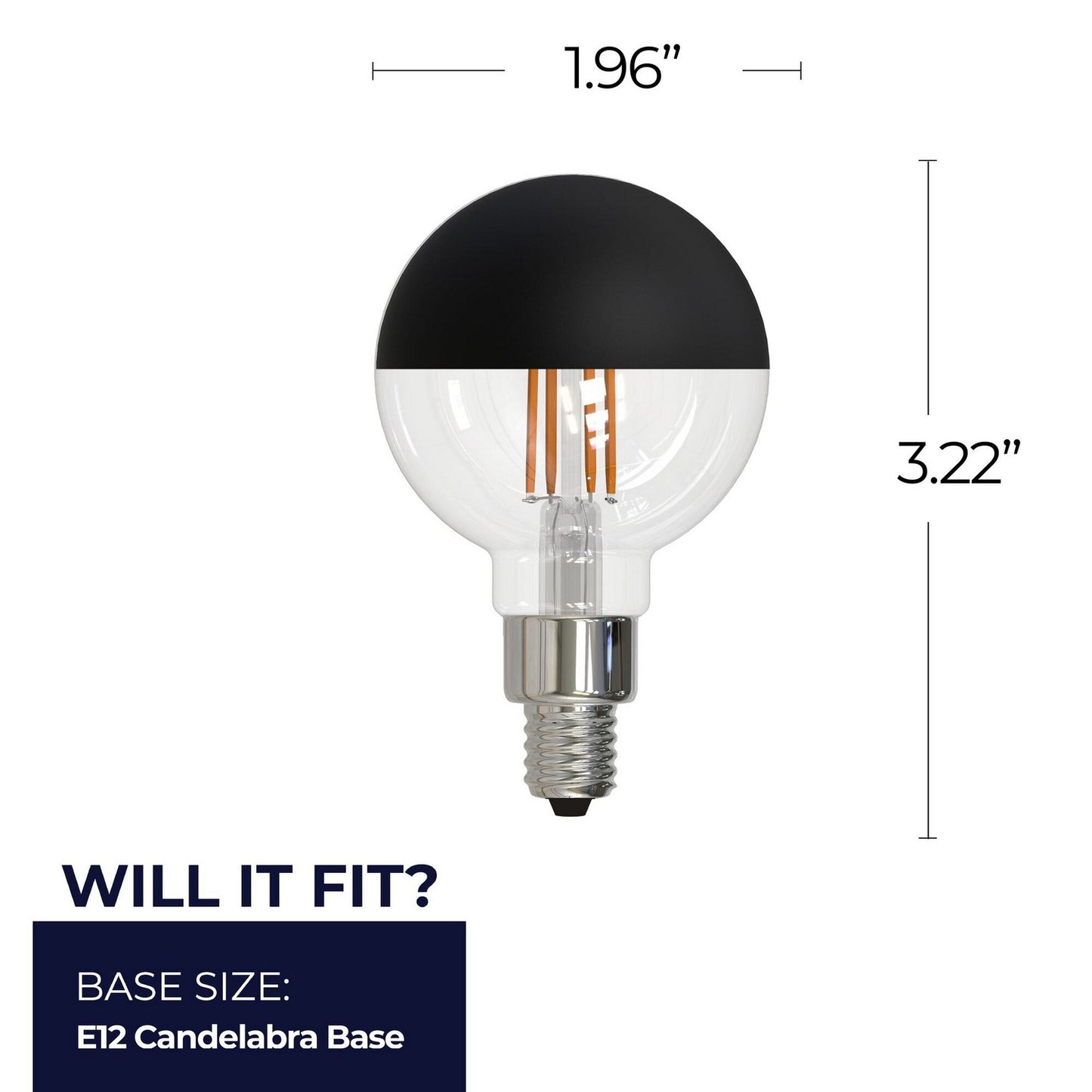 (4-Pack) 2 Light Bulb in Half Black