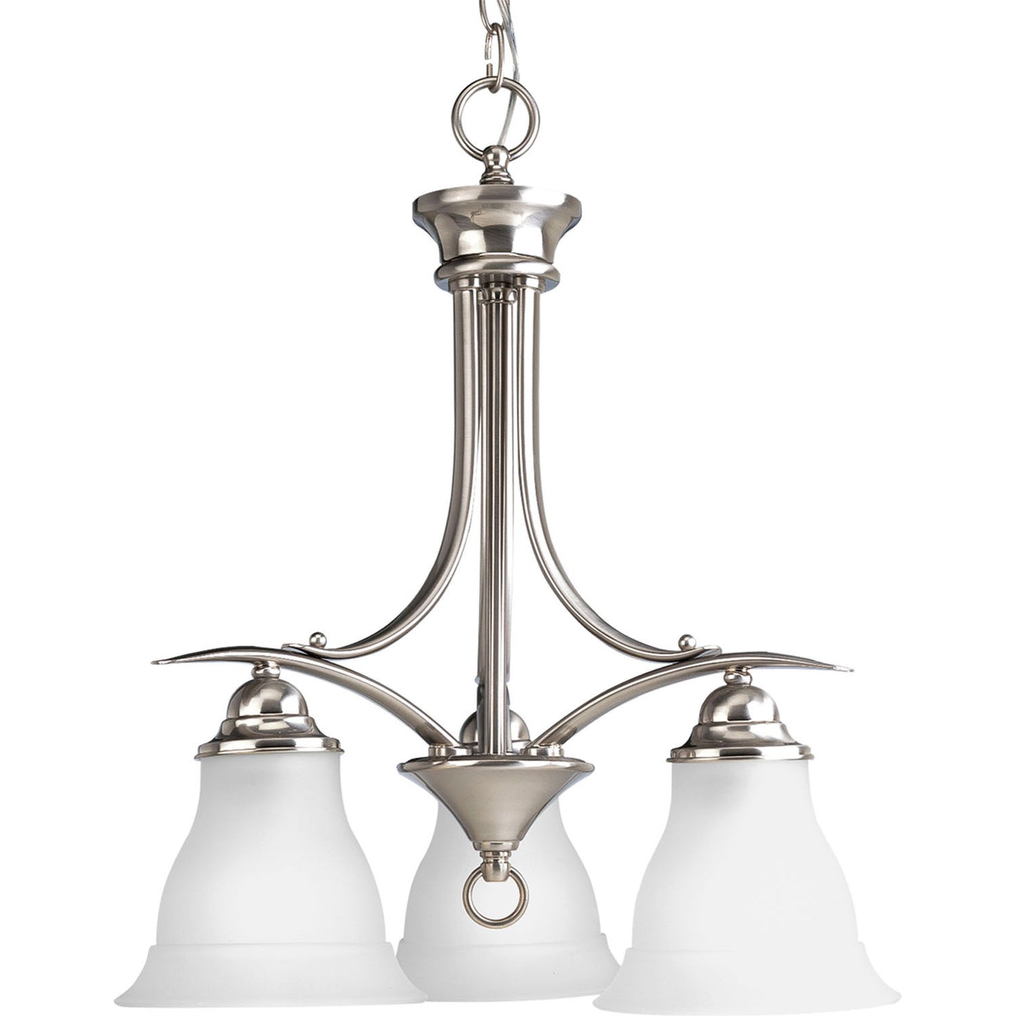 Trinity Three Light Chandelier in Brushed Nickel