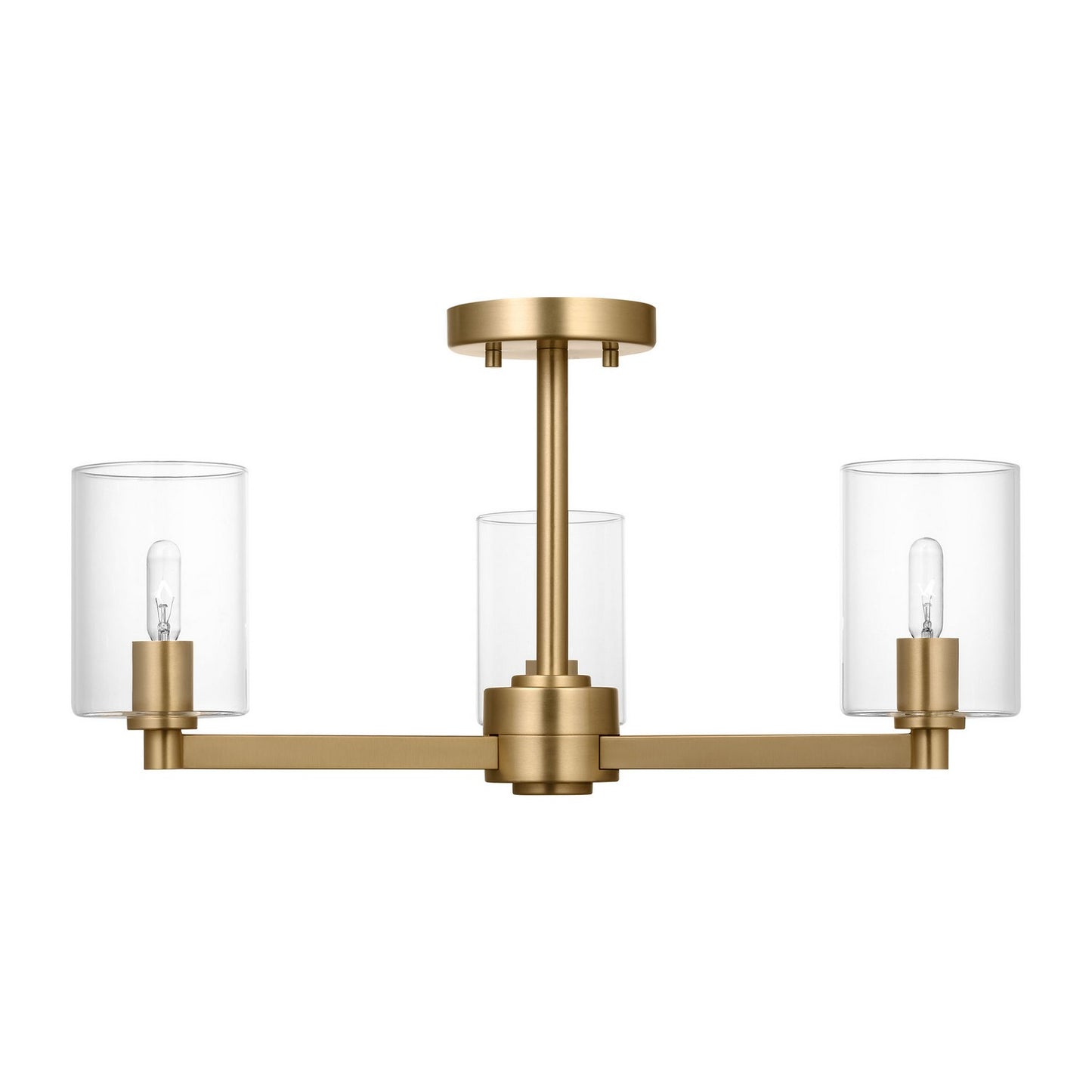 Fullton Three Light Semi-Flush Mount in Satin Brass