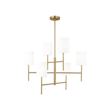 Key Six Light Chandelier in Burnished Brass