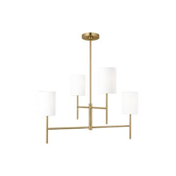 Key Four Light Chandelier in Burnished Brass
