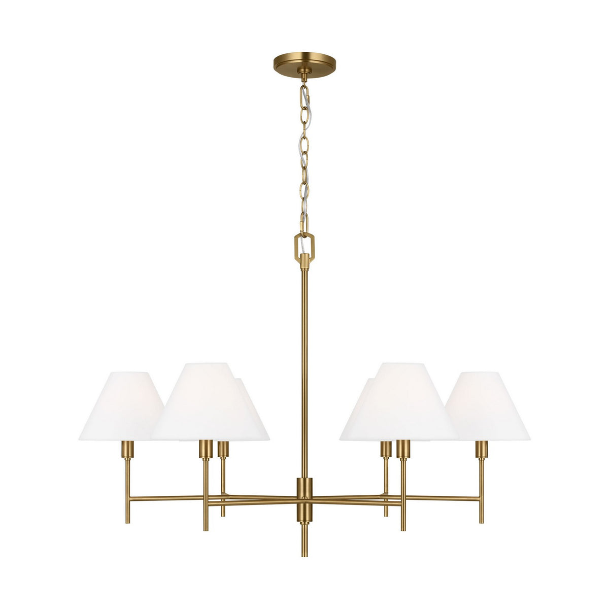 Ridgewood Six Light Chandelier in Burnished Brass