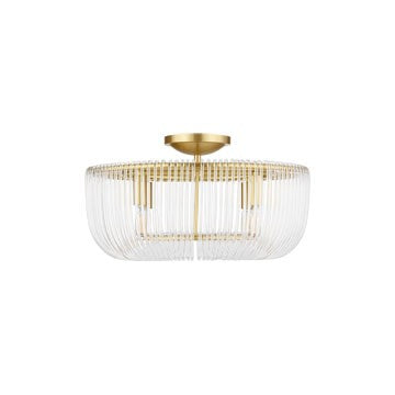 Pierce Four Light Flush Mount in Burnished Brass