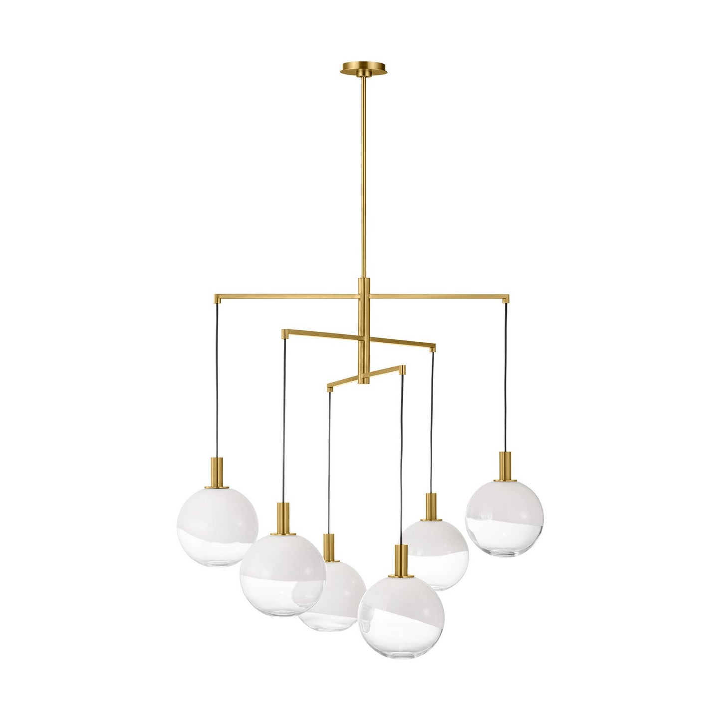 Torian Six Light Chandelier in Burnished Brass
