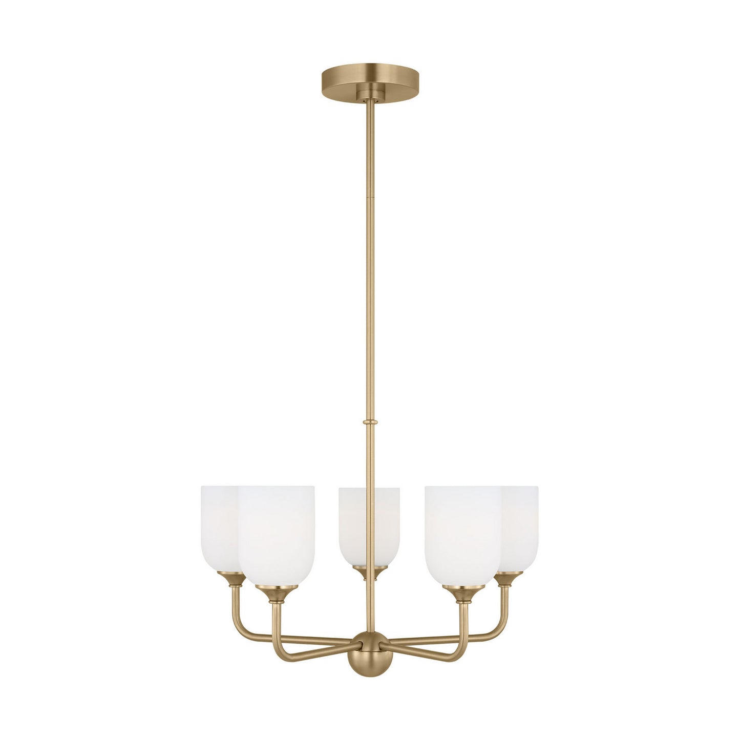 Emile Five Light Chandelier in Satin Brass