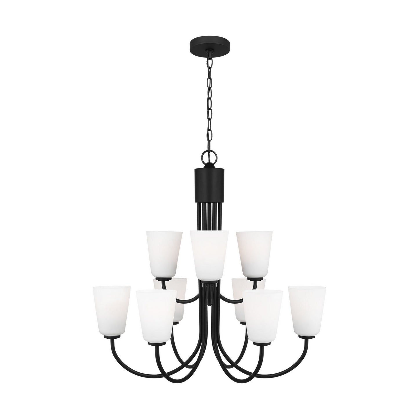 Generation Lighting - GLC1139MBK - Nine Light Chandelier - Miles - Midnight Black