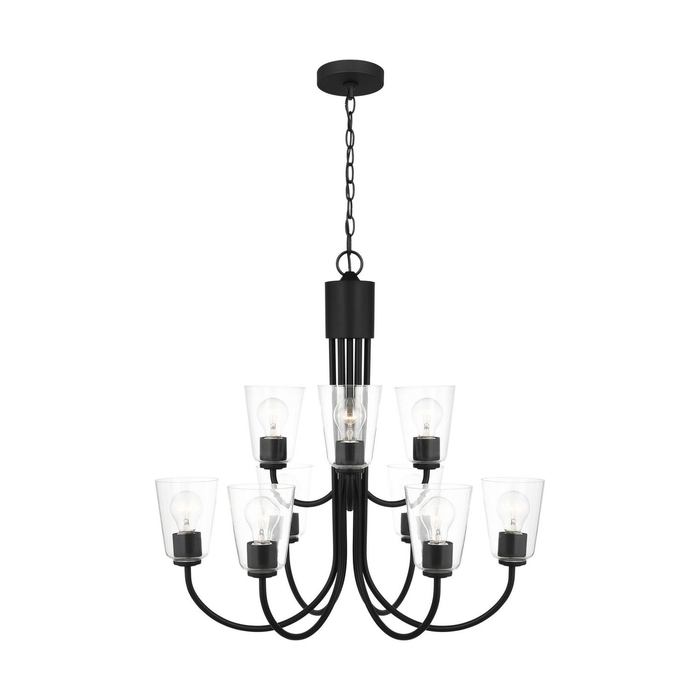 Generation Lighting - GLC1169MBK - Nine Light Chandelier - Miles - Midnight Black