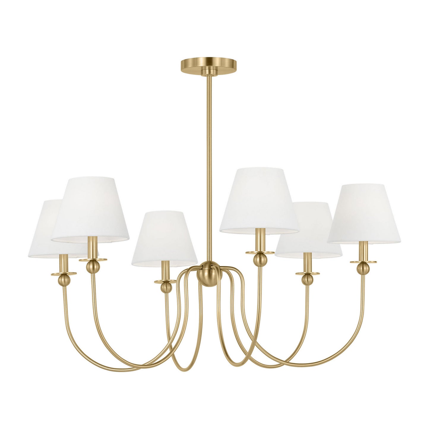 Elsay Six Light Chandelier in Satin Brass