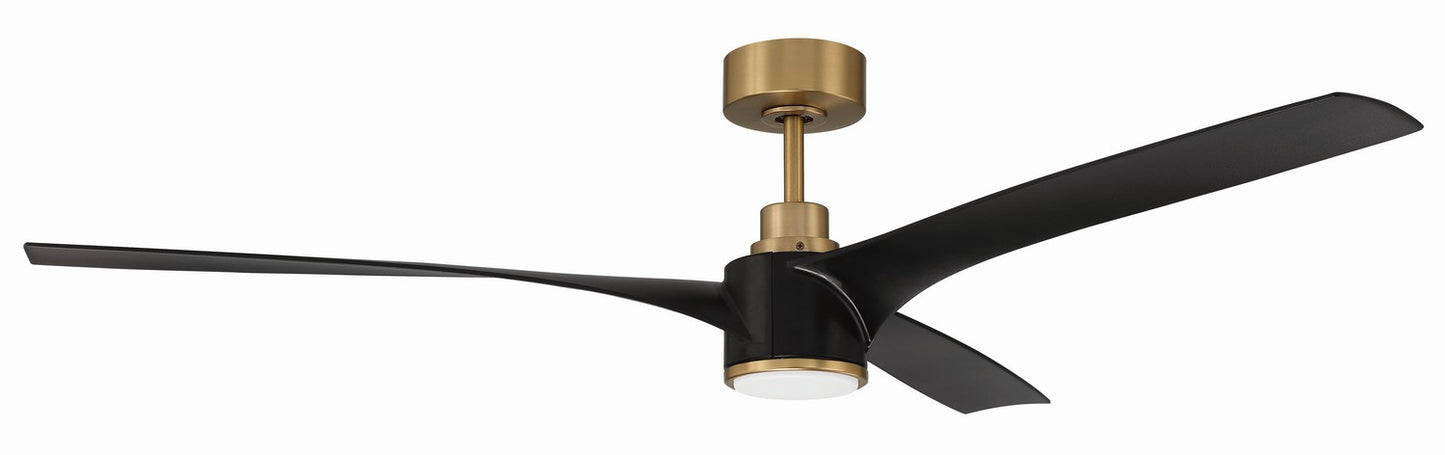 Phoebe 60" Indoor Ceiling Fan without Wifi 60" Ceiling Fan in Flat Black/Satin Brass