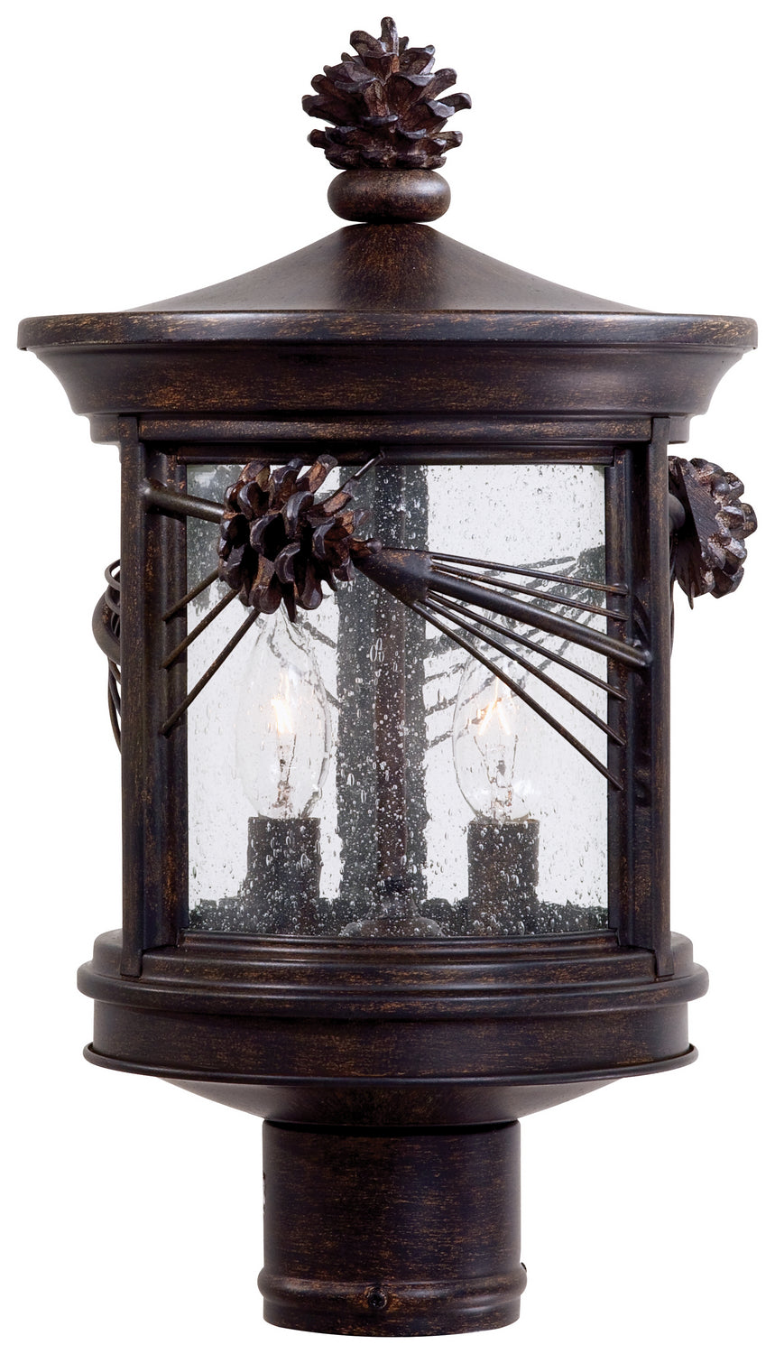 Abbey Lane Two Light Post Mount in Iron Oxide