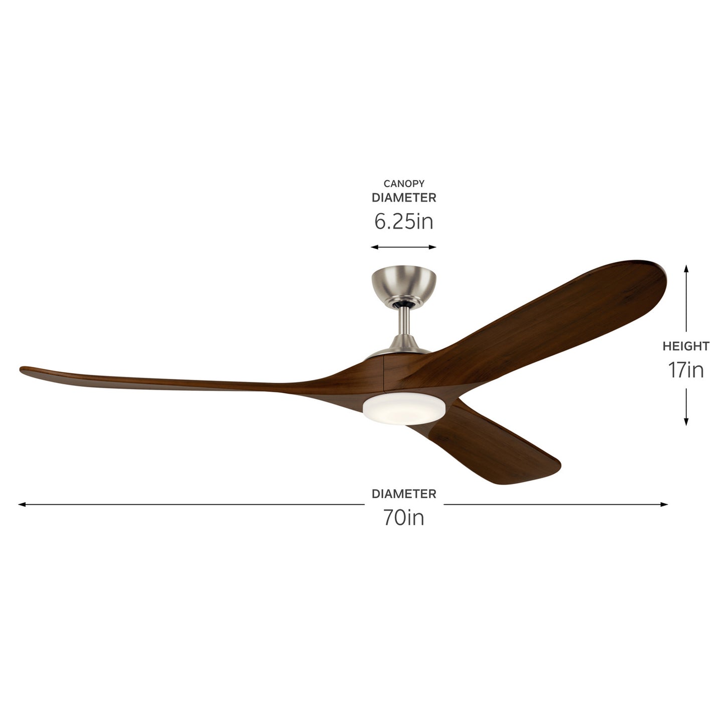 Mylo 70"Ceiling Fan in Painted Brushed Nickel