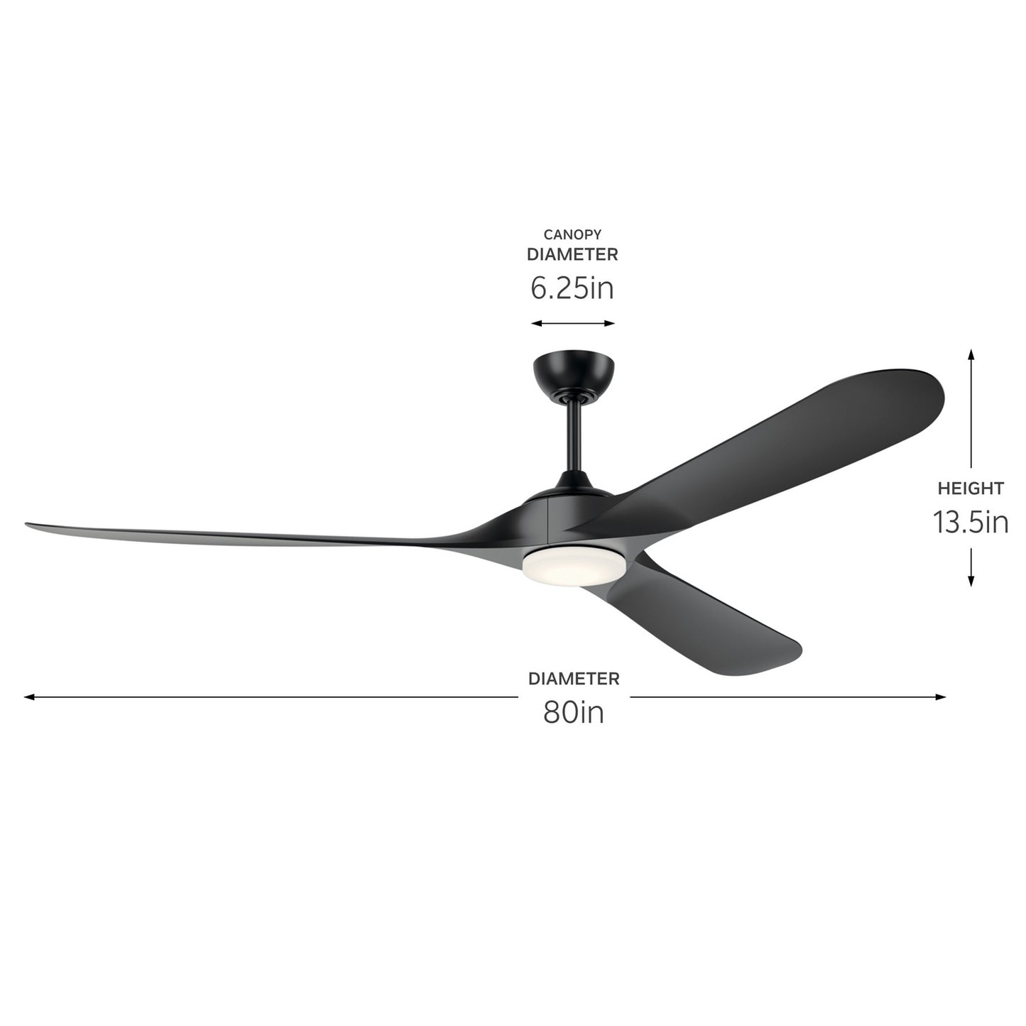 Mylo 80"Ceiling Fan in Satin Black