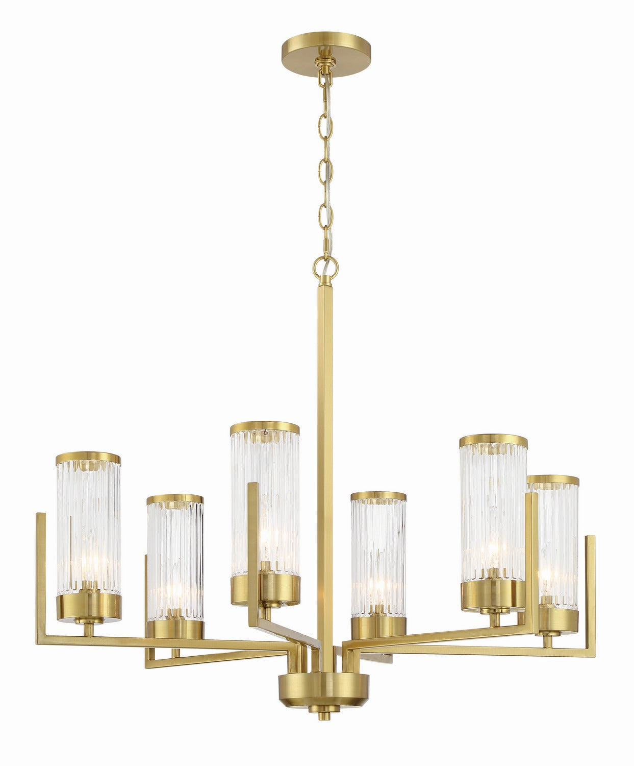 Whittley Six Light Chandelier in Satin Brass