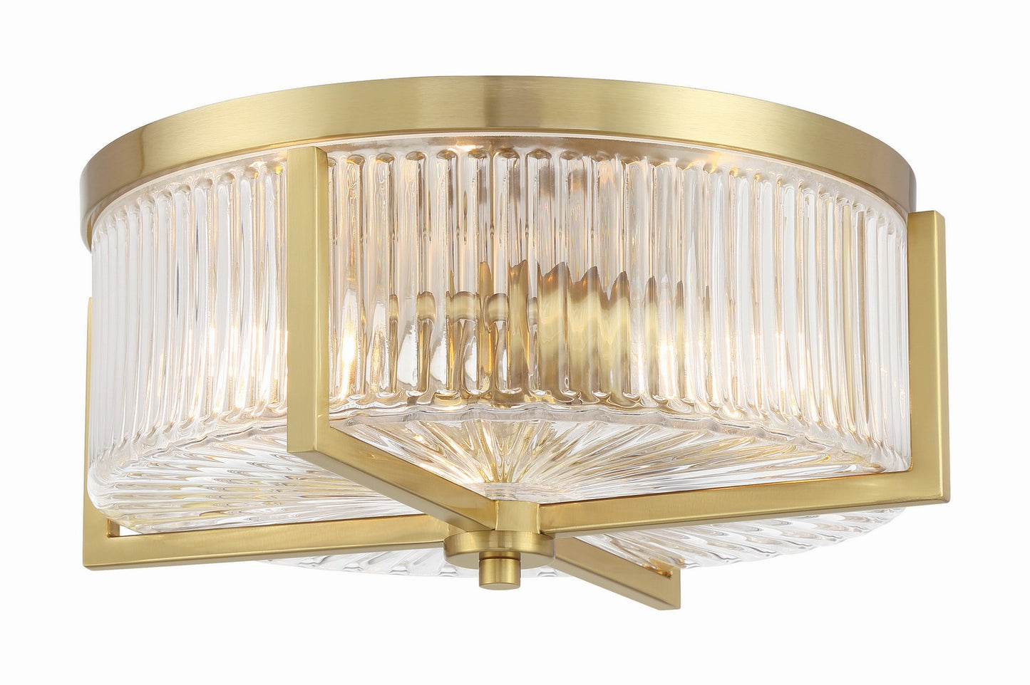 Whittley Three Light Flushmount in Satin Brass