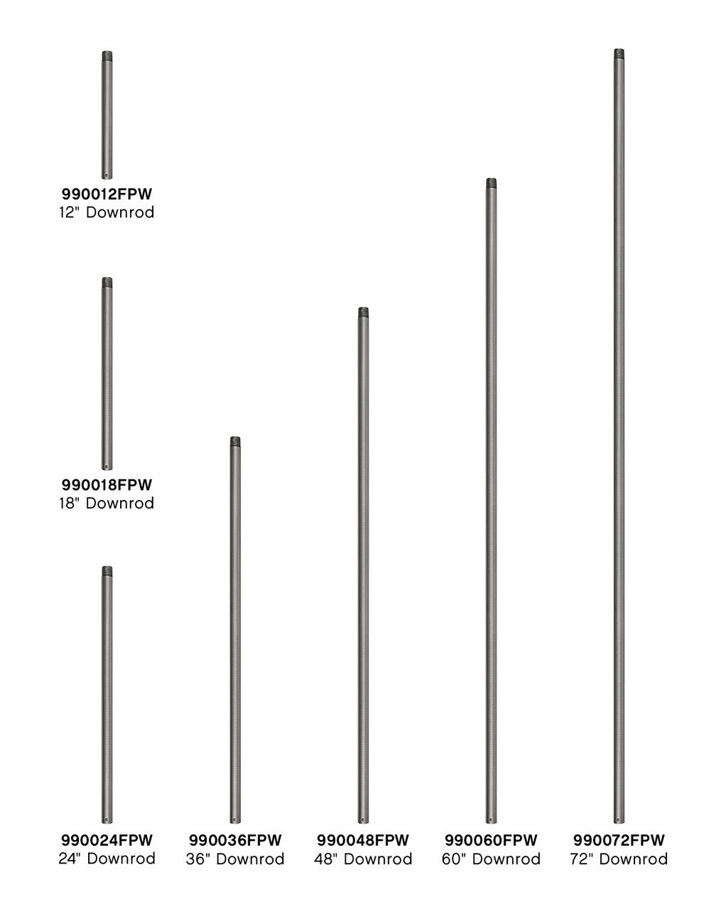 36" Downrod Downrod in Pewter