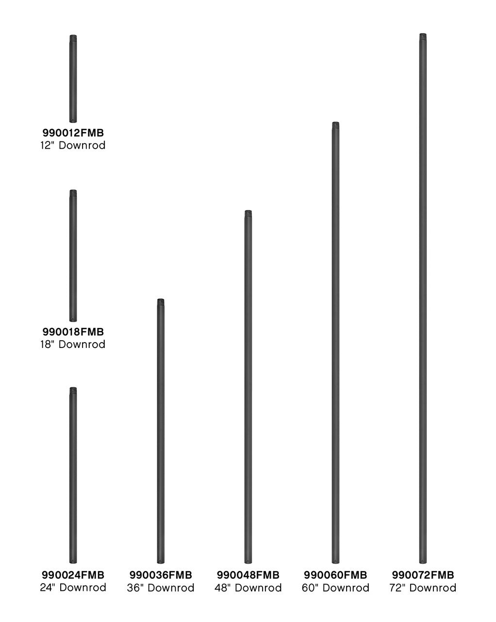 48" Downrod Downrod in Matte Black
