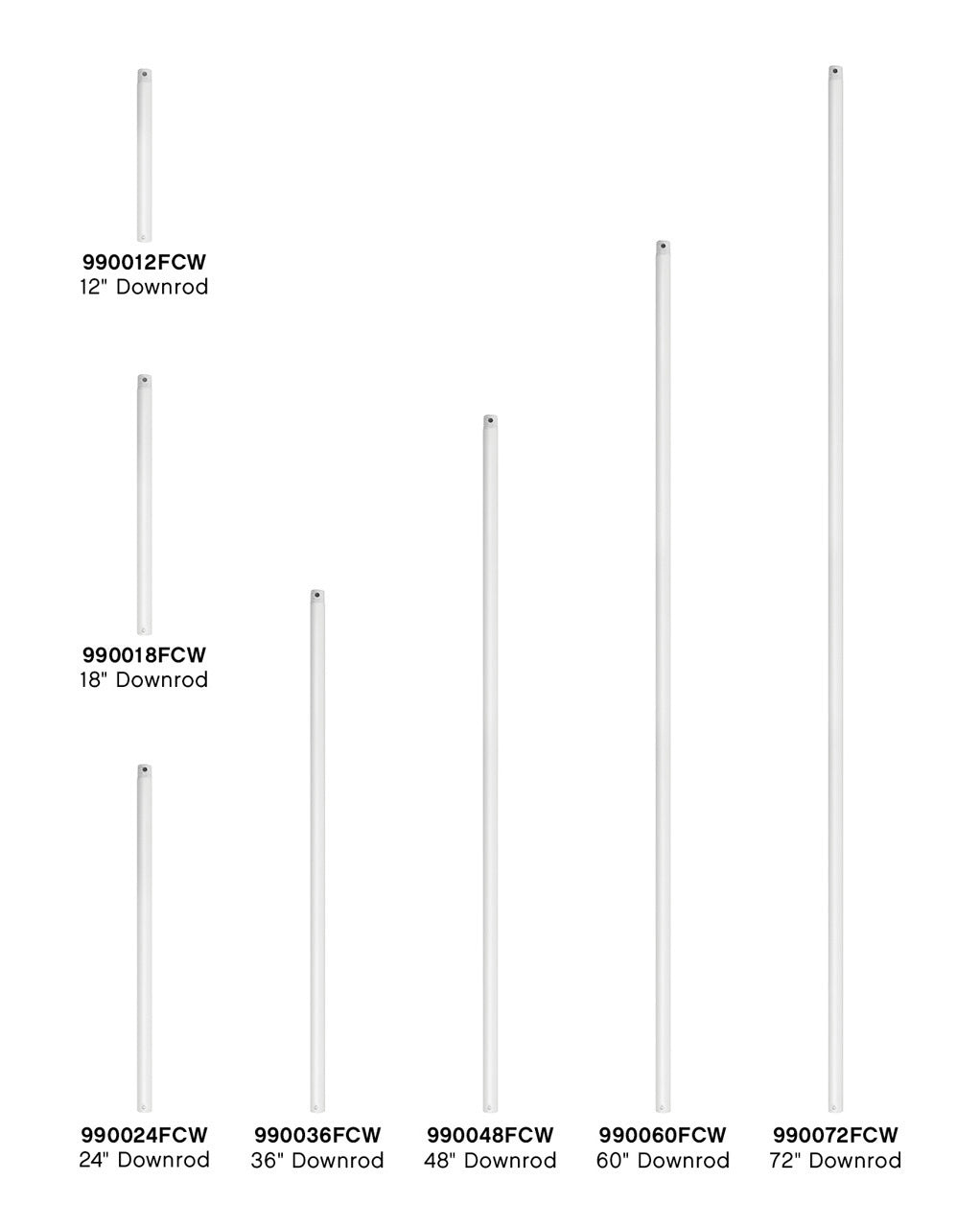 72" Downrod Downrod in Chalk White