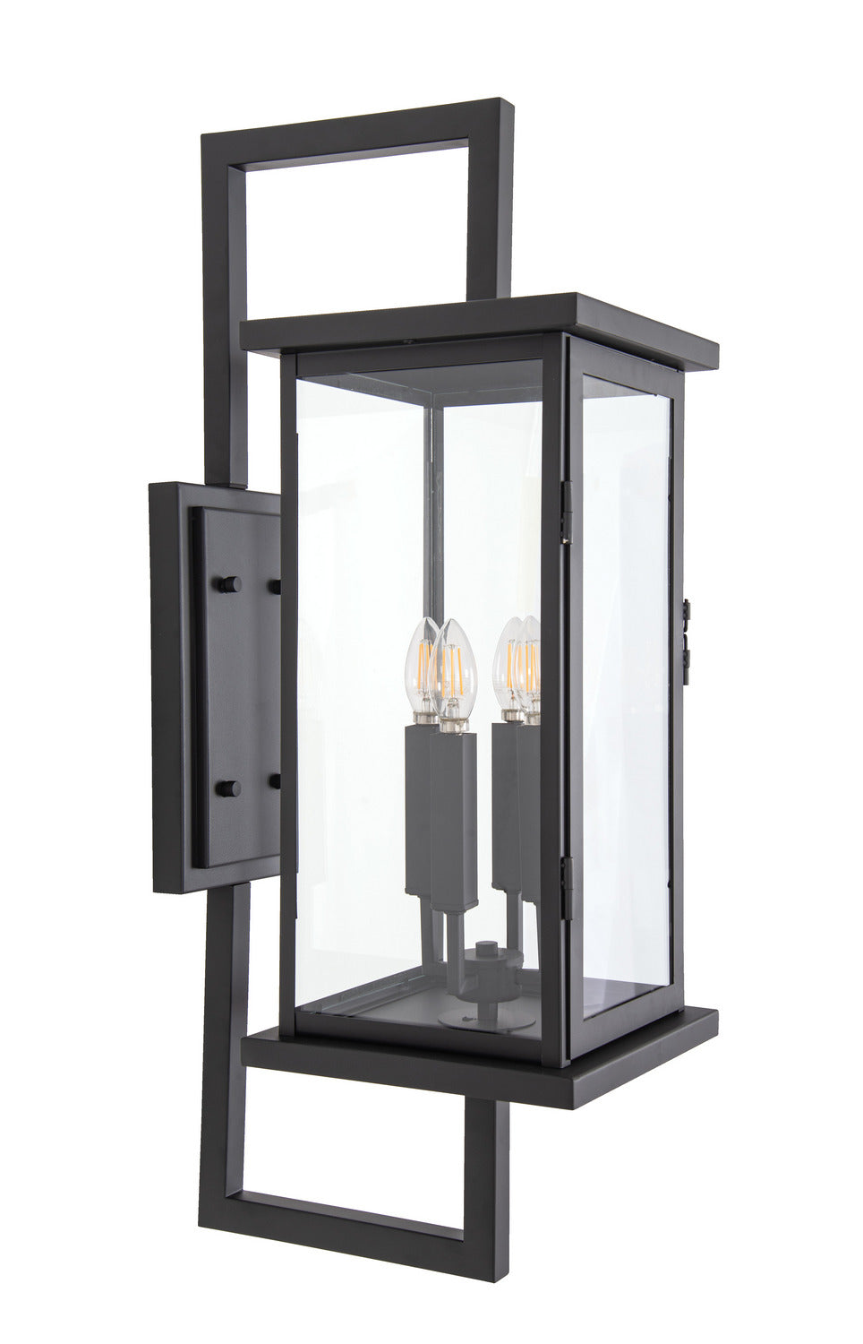 Jordan Four Light Outdoor Wall Lantern in Textured Black