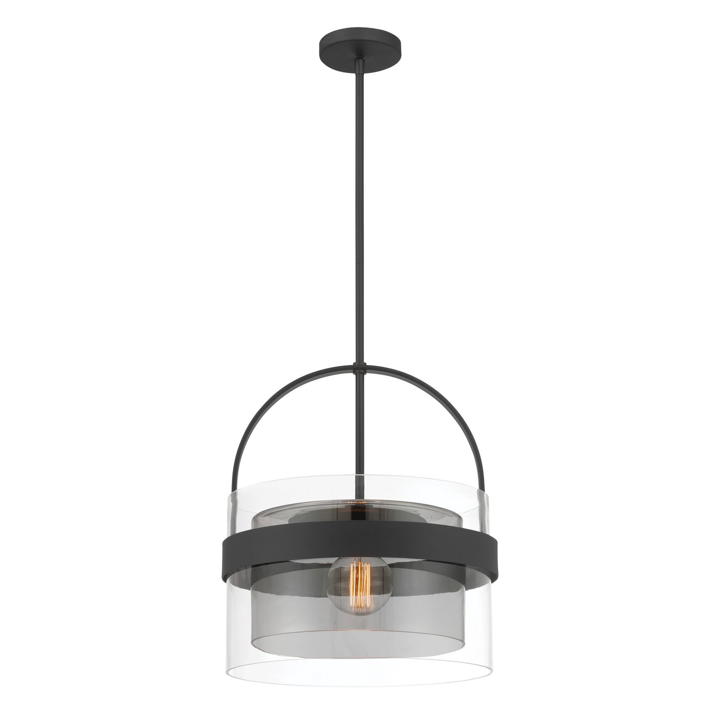Ravik One Light Convertible Pendant/Semi-Flush Mount in Dark Matte Black