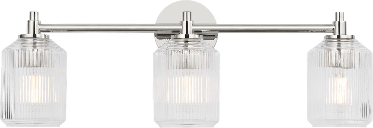 Barstow Three Light Bath in Polished Nickel | Polished Nickel