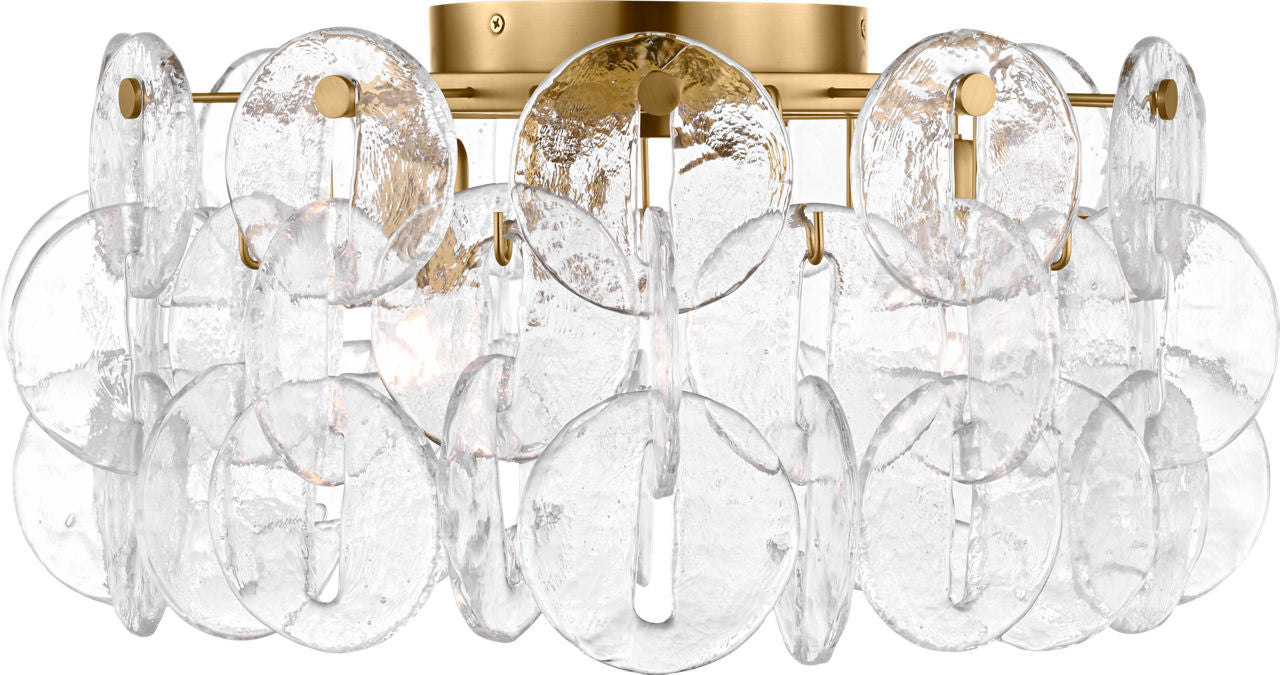 Candace Three Light Flush Mount in Burnished Brass | Burnished Brass