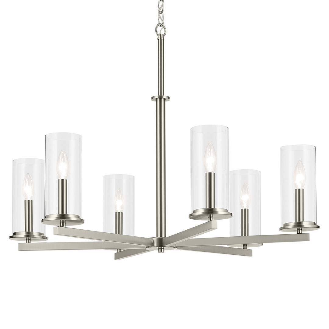 Crosby Six Light Chandelier in Brushed Nickel