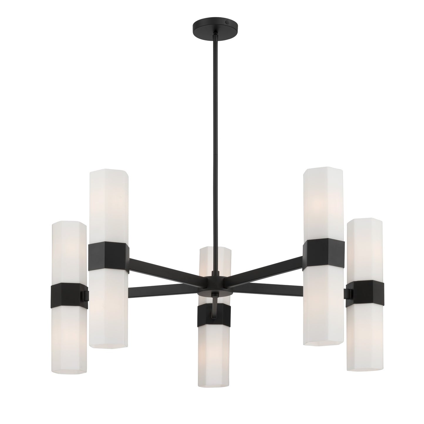 Delgada Ten Light Chandelier in Dark Matte Black